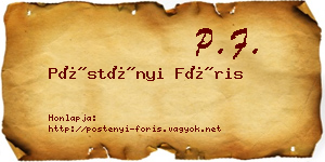 Pöstényi Fóris névjegykártya